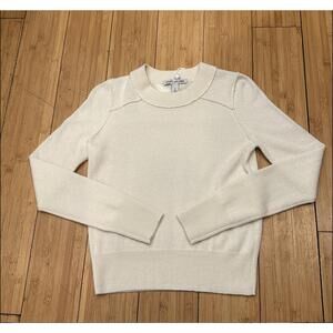 NEW AUTUMN CASHMERE women's crew with reversed seams sweater in chalk